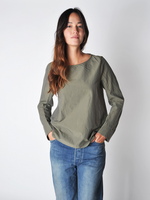 Military Green Classic Poplin Blouse