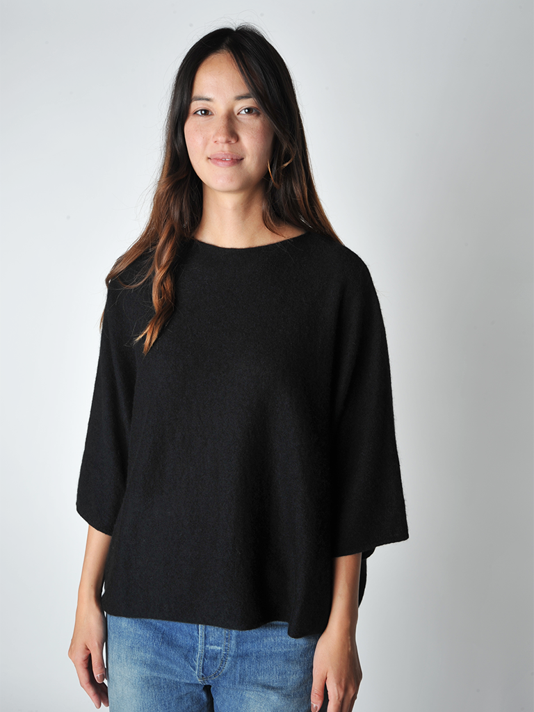 Black Oversized Kimono Sleeve Pullover