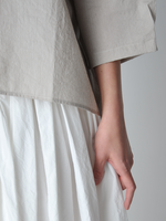 Milk Poplin Pull on Pleated Skirt