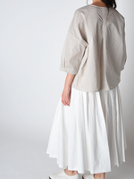 Milk Poplin Pull on Pleated Skirt