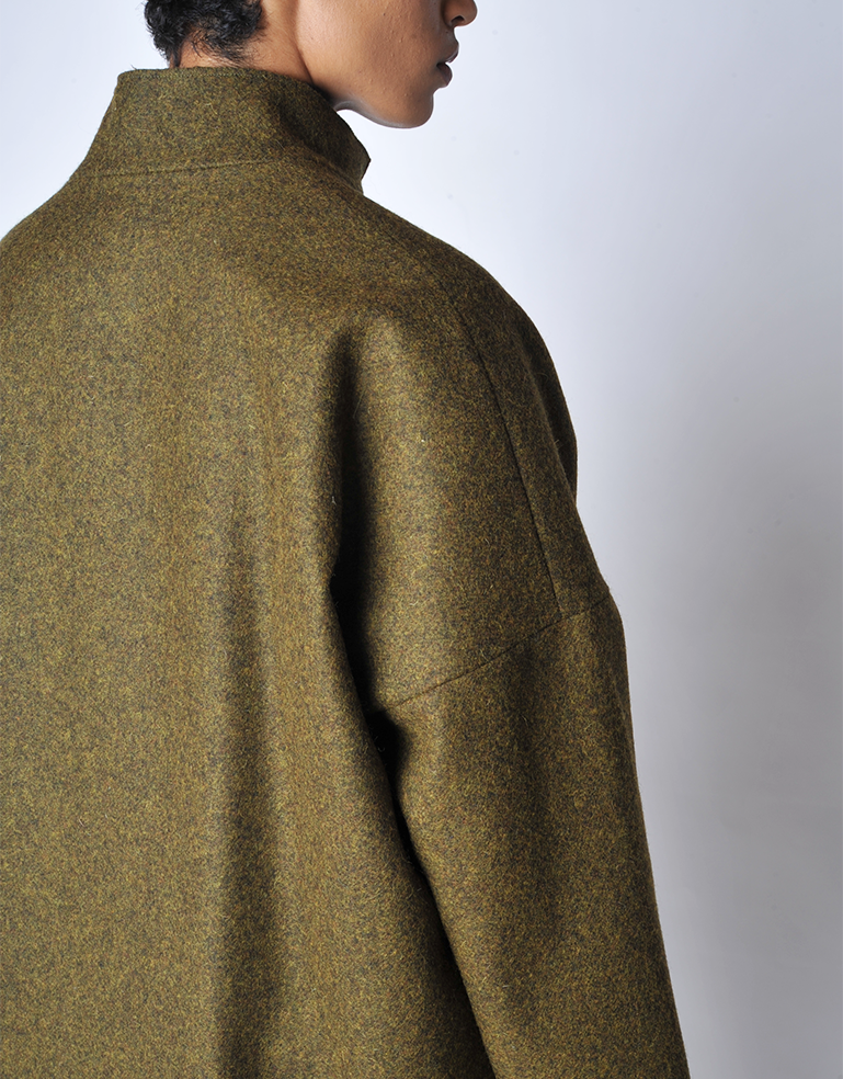 Forest Wool Felt Drop Shoulder Coat - Roztayger