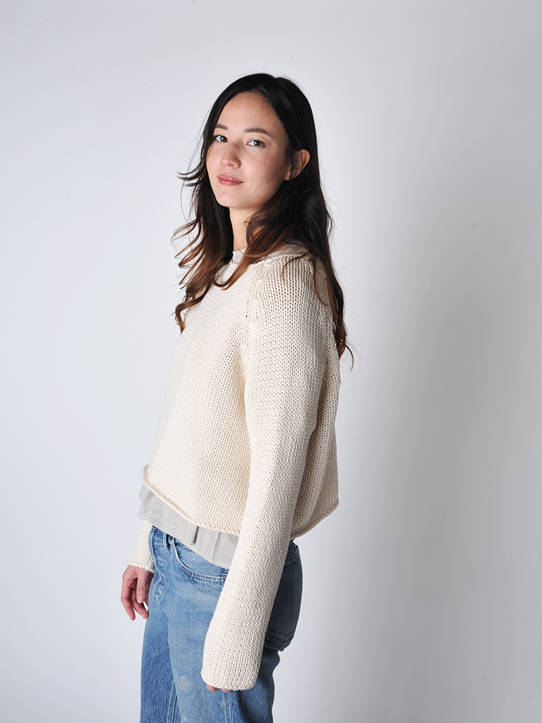 Milk Knit Crew Neck Chunky Knit Sweater