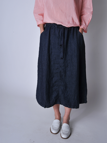 
  
	
    
	
    Indigo Denim Linen Skirt