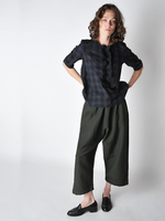 Forest green Linen Wool Blend Baggy Pant