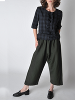 Forest green Linen Wool Blend Baggy Pant