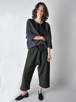 Forest green Linen Wool Blend Baggy Pant