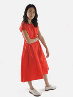 Pomegranate ruffle front front Dress - Roztayger