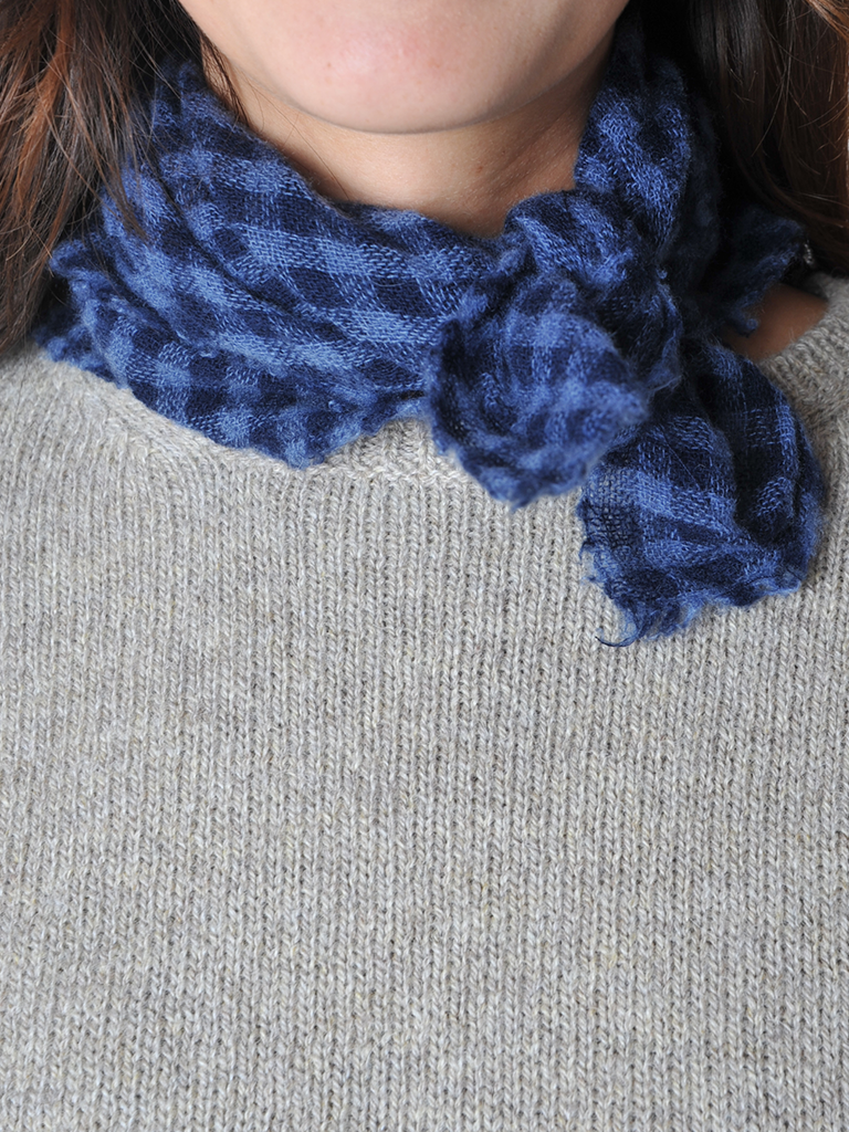 Blue Mini Check Neckerchief