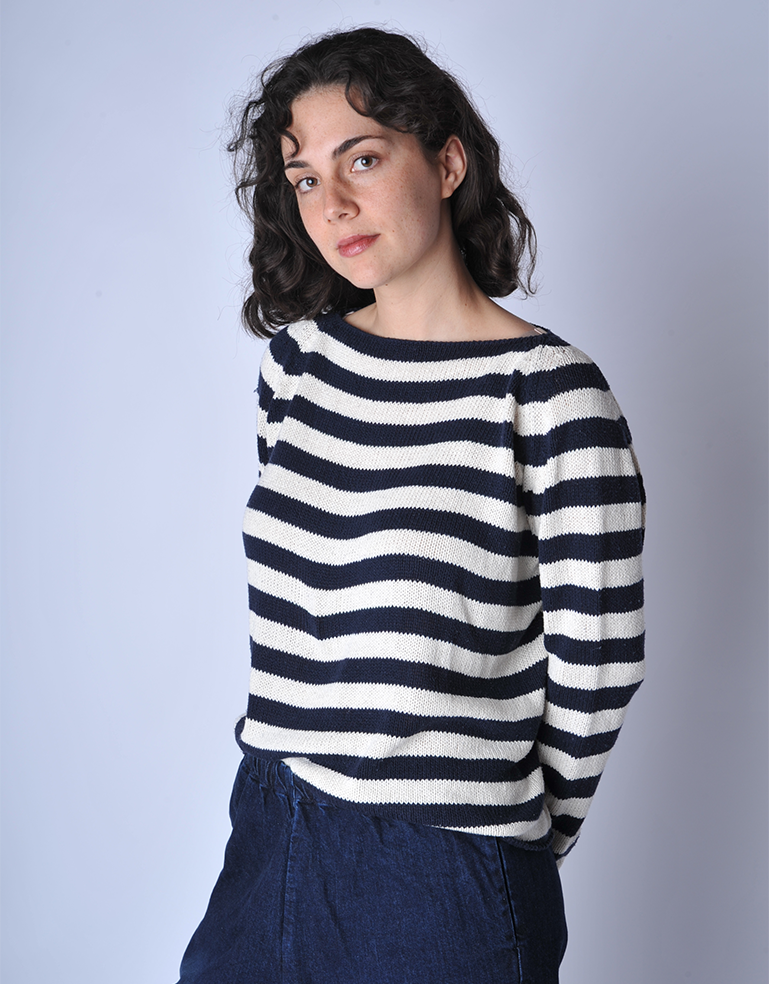 Navy Natural Striped Sweater - Roztayger