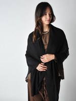 Black Melange Knit Cashmere Stole