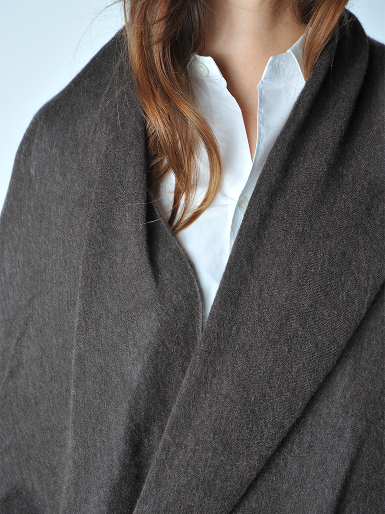 Dark Brown Melange Knit Cashmere Stole