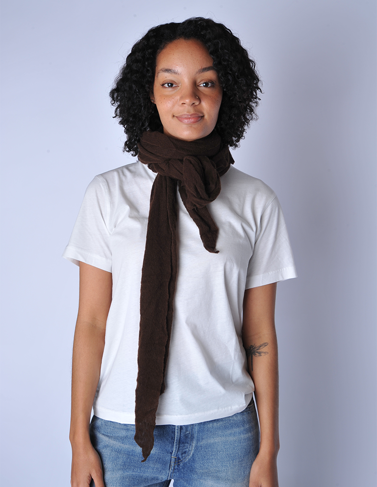 Dark Brown Diamond Classic Knit Cashmere Scarf - Roztayger