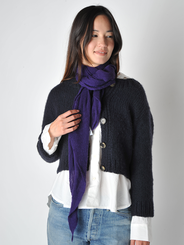 Purple Diamond Classic Knit Cashmere Scarf