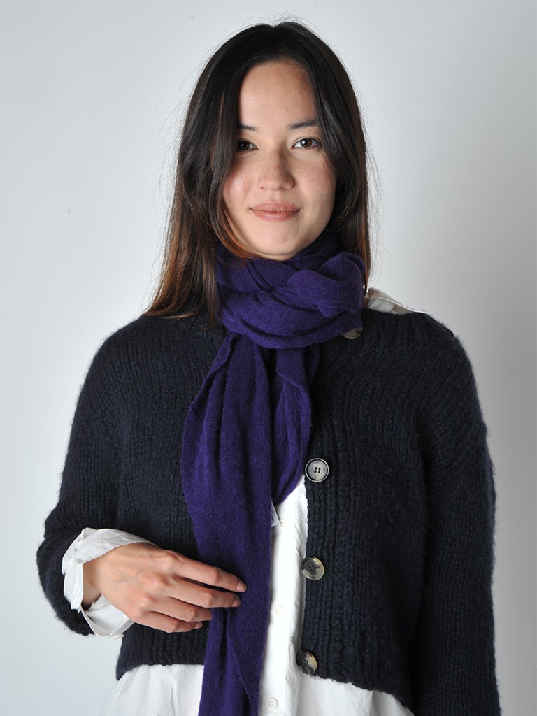 Purple Diamond Classic Knit Cashmere Scarf