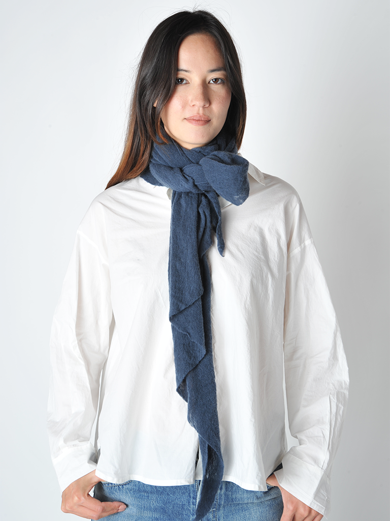 Denim Blue Diamond Classic Knit Cashmere Scarf