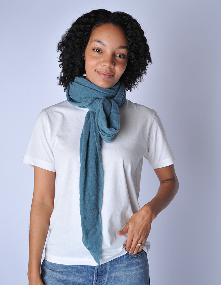 Dusty Teal Diamond Shaped Cashmere Scarf - Roztayger