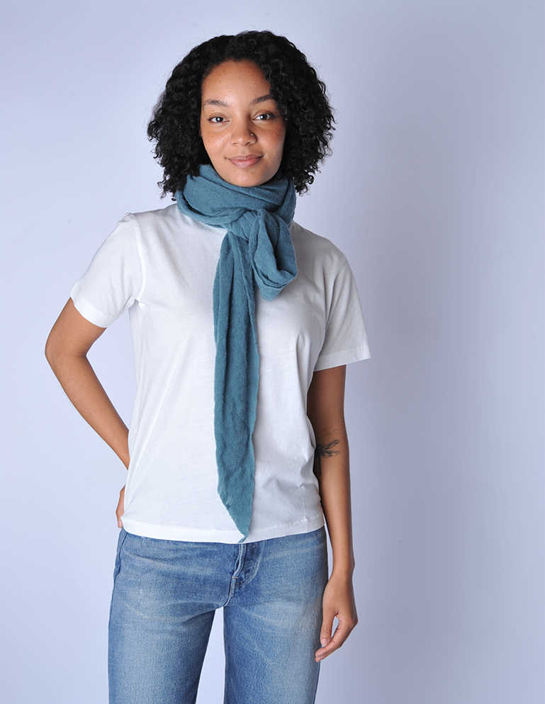 Dusty Teal Diamond Shaped Cashmere Scarf - Roztayger