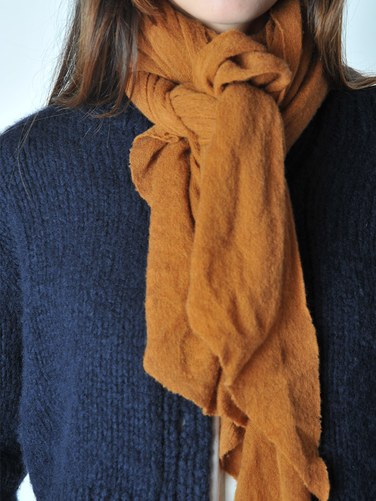 Ochre Diamond Classic Knit Cashmere Scarf