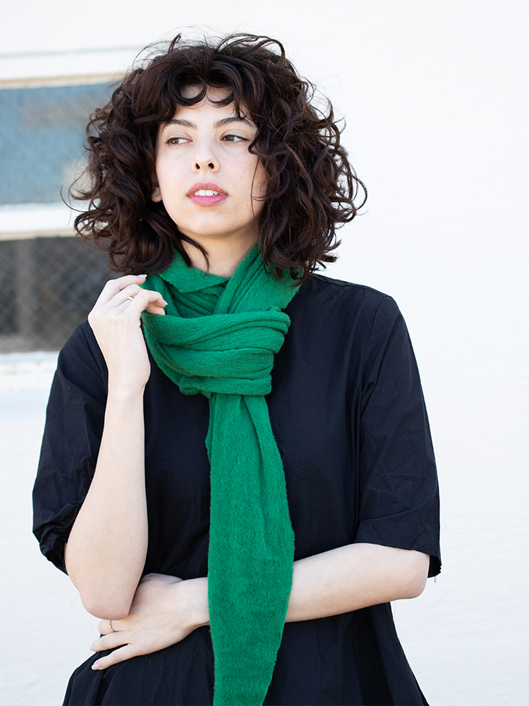 
                  
                    Mid Green Diamond Classic Knit Cashmere Scarf - Roztayger
                  
                