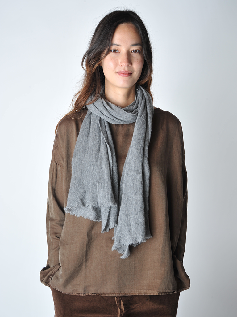 Mid Grey Melange Knit Scarf