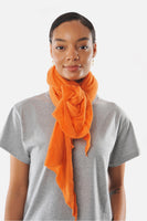 Orange Classic Knit  Diamond Cashmere Scarf - Roztayger
