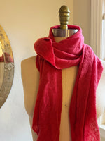 Deep Persimmon Diamond Classic Knit Cashmere Scarf - Roztayger