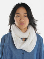 Thick  Ivory Classic Knit Cashmere Tube Scarf - Roztayger
