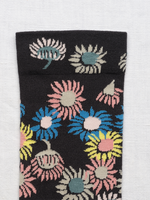 Black and Multi Color Floral Socks