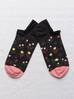Black multi Floral Ankle Sock - Roztayger