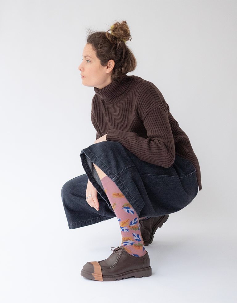 
                  
                    Deep Mauve Leaves Knee Socks - Roztayger
                  
                
