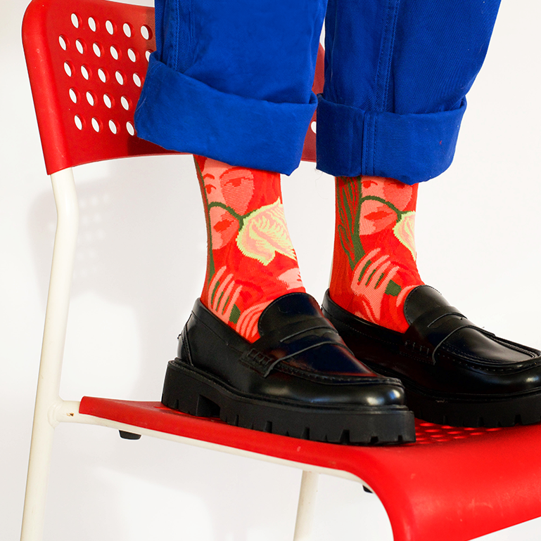 Red Woman and Tulip Socks - Roztayger