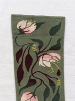 Grey Green pink Flower Vine Socks - Roztayger