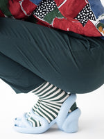 Dark Green and Cream Striped Socks - Roztayger