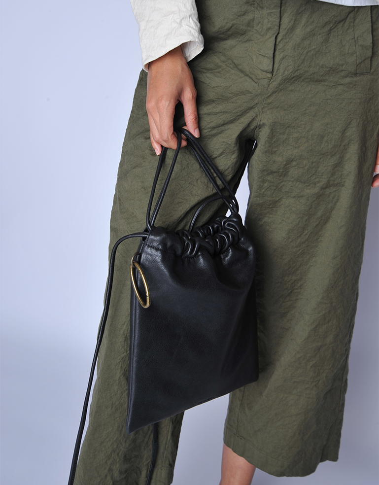 Large Black Drawstring Bag - Roztayger