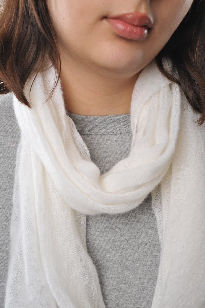 Botto Giuseppe Thick Classic Knit Cashmere Tube Scarf - Ivory