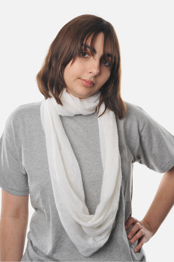 
                  
                    Ivory Classic Knit Cashmere Tube Scarf - Roztayger
                  
                