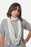 Ivory Classic Knit Cashmere Tube Scarf - Roztayger