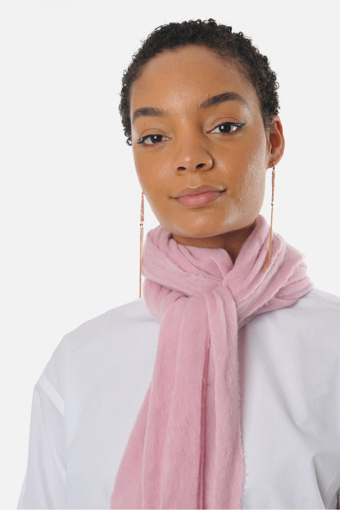 Dusty Pink Melange Knit Diamond Cashmere Scarf - Roztayger