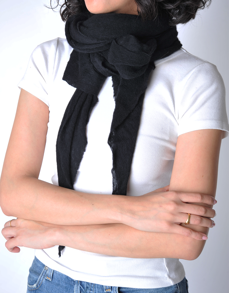 Black Classic Knit Diamond Cashmere Scarf - Roztayger