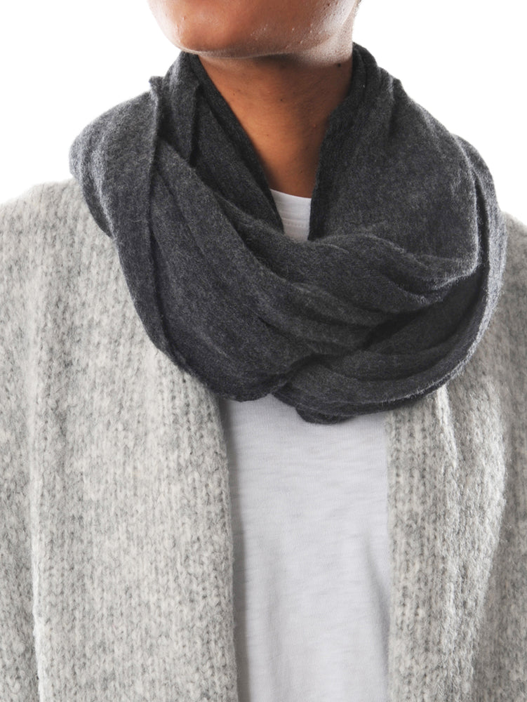 
                  
                    Thick Dark Grey Melange Knit Cashmere Tube Scarf - Roztayger
                  
                