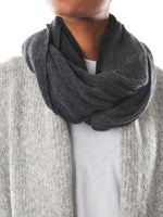Thick Dark Grey Melange Knit Cashmere Tube Scarf - Roztayger
