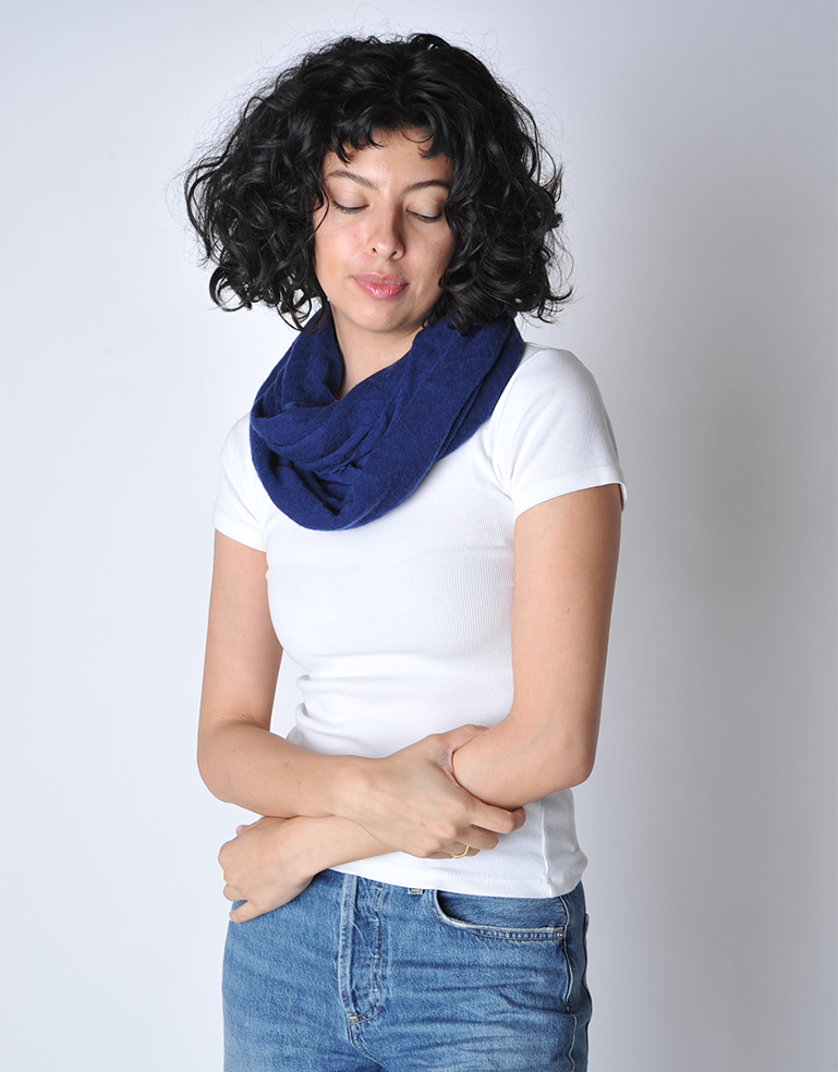 
                  
                    Navy Classic Knit Cashmere Tube Scarf - Roztayger
                  
                