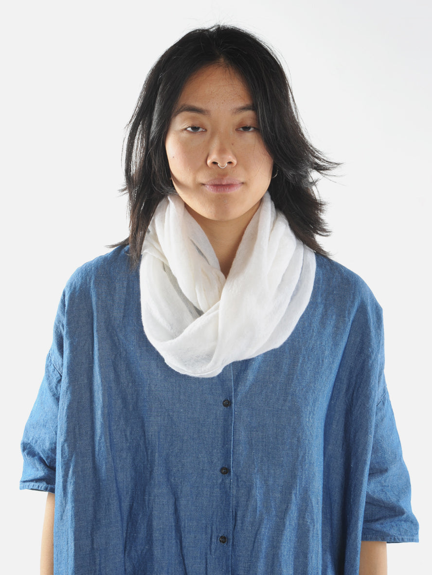 Ivory Classic Knit Cashmere Tube Scarf - Roztayger