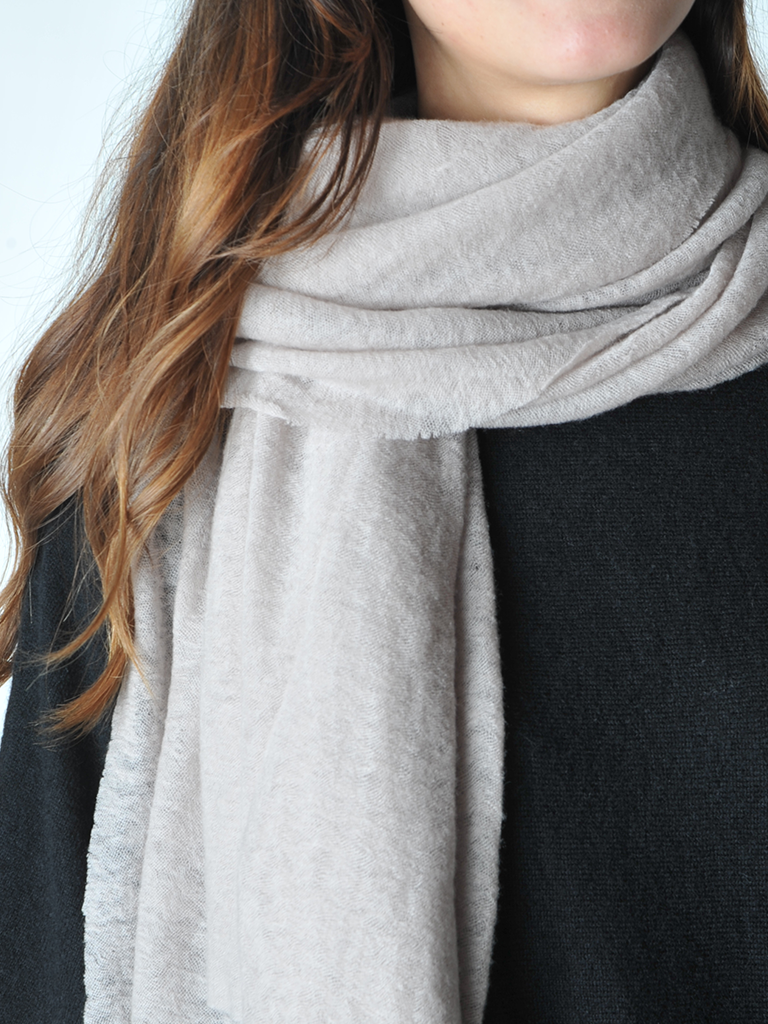 Taupe Classic Knit Cashmere Stole