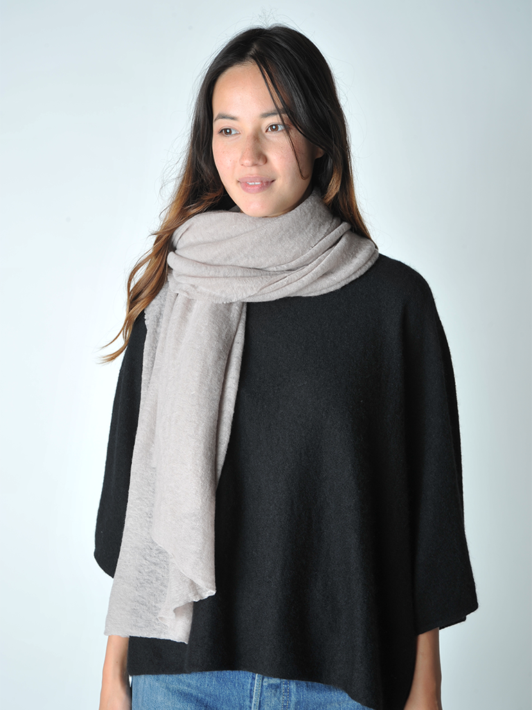 Taupe Classic Knit Cashmere Stole