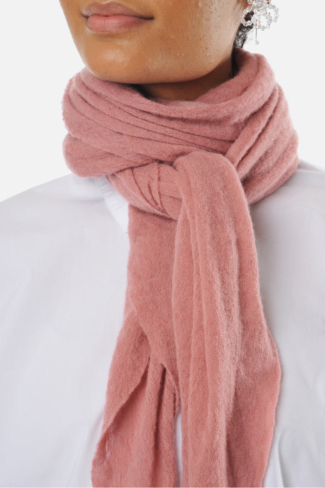 Dusty Terracotta Classic Knit Diamond Cashmere Scarf - Roztayger