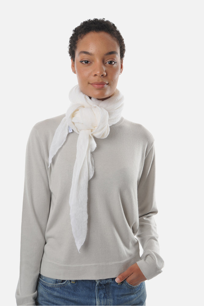 White Classic Knit Diamond Cashmere Scarf - Roztayger