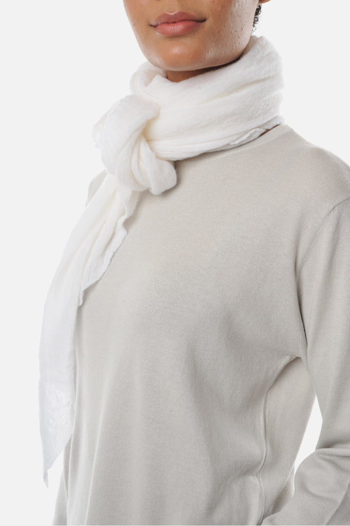 Botto Giuseppe Thick Classic Knit Cashmere Tube Scarf - Ivory
