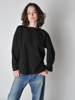 Black Jacquard Frill Collar Shirt