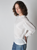 White Jacquard Frill Collar Shirt